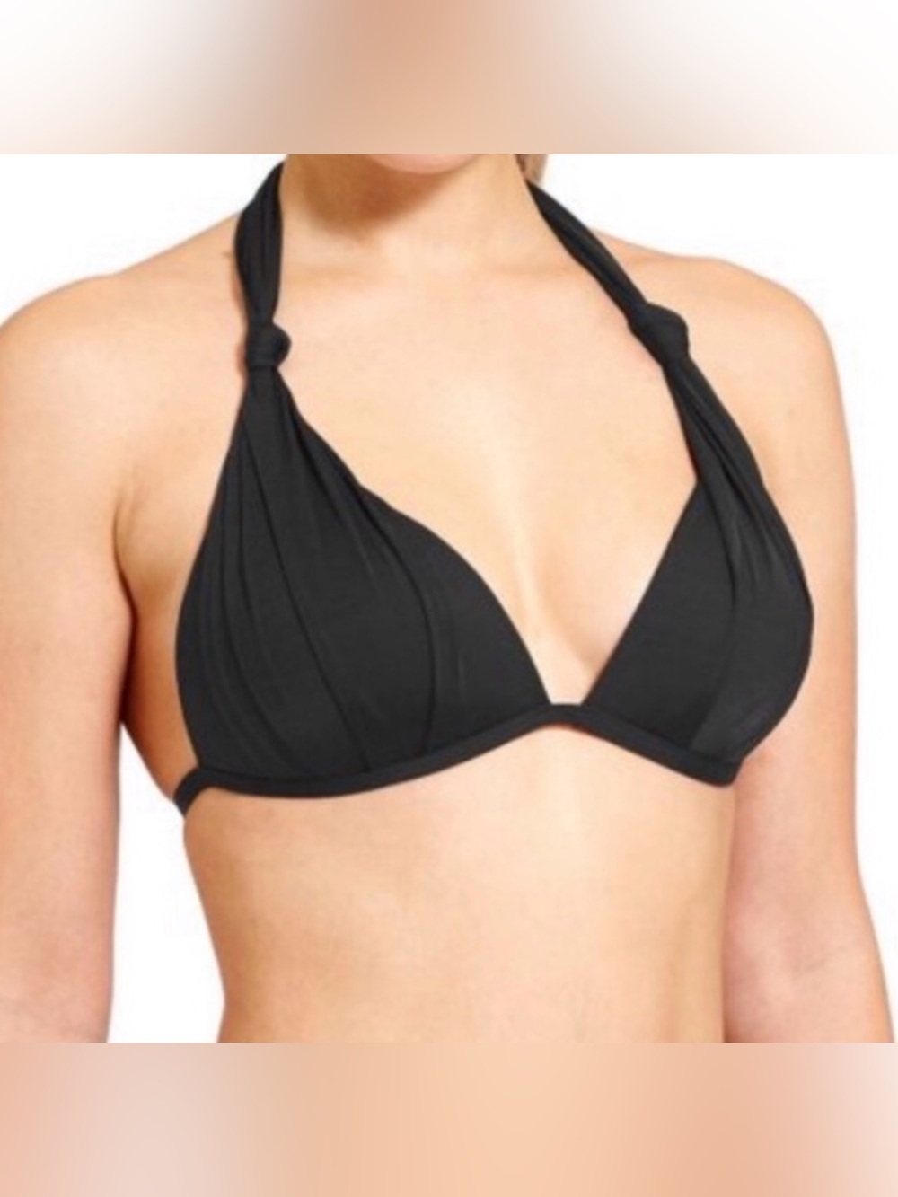 Athleta Aqualuxe Black Halter Bikini Top Size M